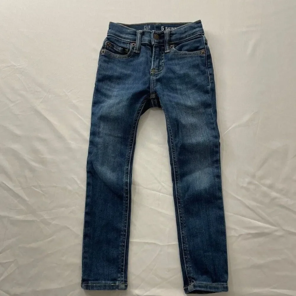 Gap Cat & Jack Boys Skinny Jeans Bundle Size 5 Blue Black Grey 4 Pairs